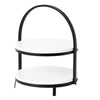 2-Tier White Wood Metal Storage Display Tray - 13.5"